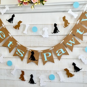 Let's Pawty Banner, Dog Birthday Party Decor, Dog Birthday Banner, Puppy Party, Paw Print, Puppy Themed Party banner, Dog Party decorations