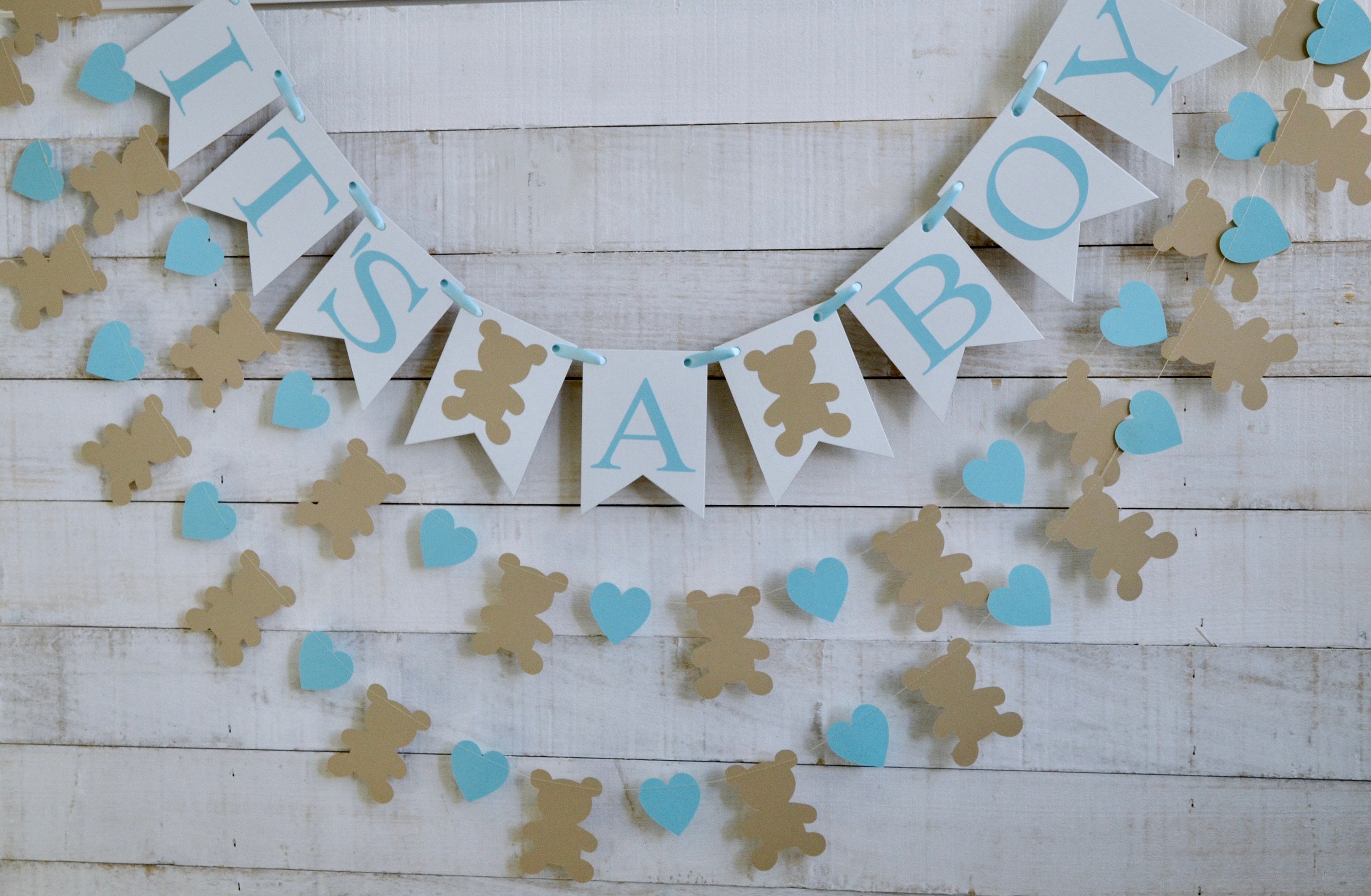 Teddy Bear Baby Shower Banner: It's a Boy Garland, Blue Decorations - Etsy