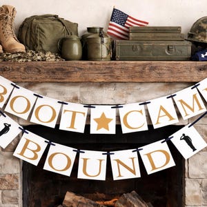 Boot Camp Bound Banner: Military Farewell Party Decoration
