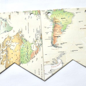 Travel Theme CARDS Banner Travel Themed Wedding Cards Banner Map Bridal Shower Decor Travel Themed Graduation Party Decor Ivory chipboard map