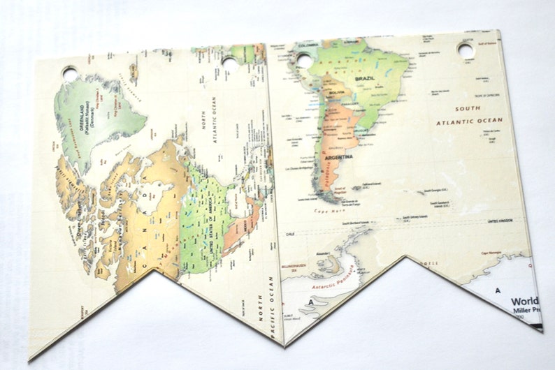 Travel Theme CARDS Banner Travel Themed Wedding Cards Banner Map Bridal Shower Decor Travel Themed Graduation Party Decor Ivory chipboard map