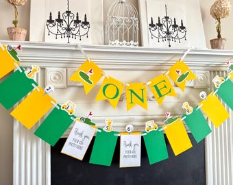 Golf First Birthday  Banner, 12 month photo Banner, golf theme party decor