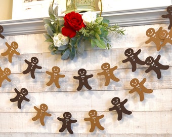 Gingerbread Man Garland: Rustic Christmas Cardstock Banner