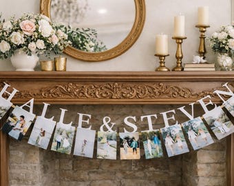 Photo Banner / Engagement Name photo banner, Bachelorette Party Decorations / Bridal Shower