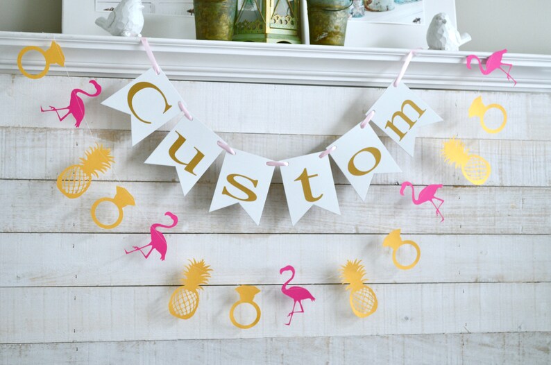 Flamingo Banner Pineapple Banner Custom Party Banners Etsy