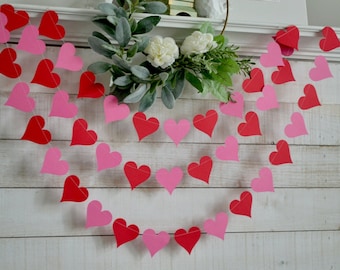 Red and Pink Heart Garland: Valentine's Day Decor