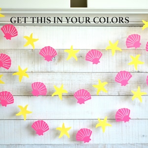 Seashell and starfish decorations, seashell garland, starfish garland, beach shower decorations, nautical bridal shower decorations, beach