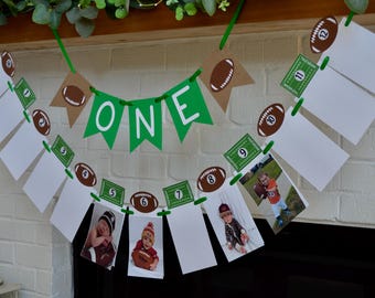 Football First Birthday Banner: Photo Display, Highchair Decor