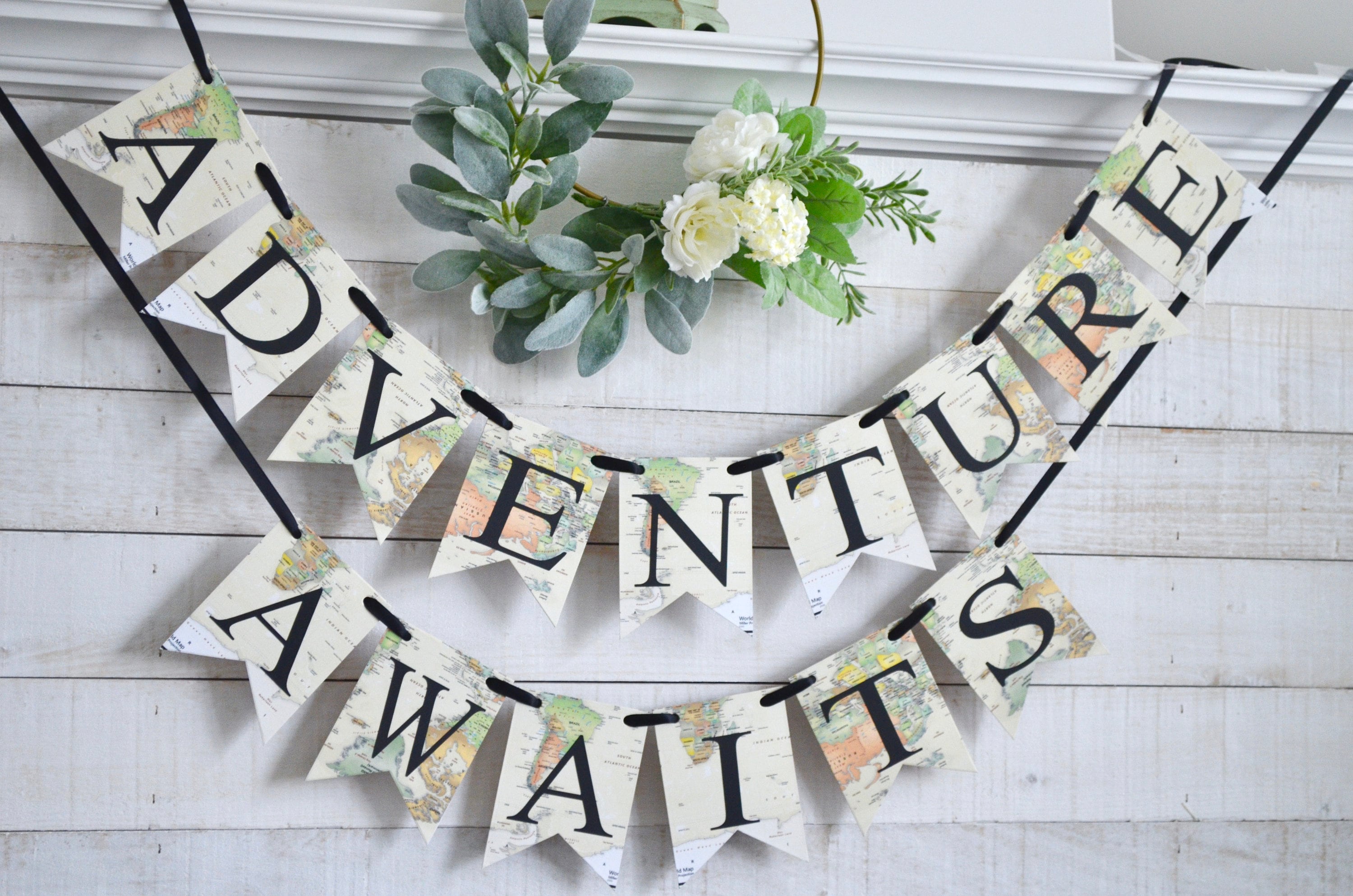 Adventure Awaits Banner Baby shower banner Welcome to the | Etsy