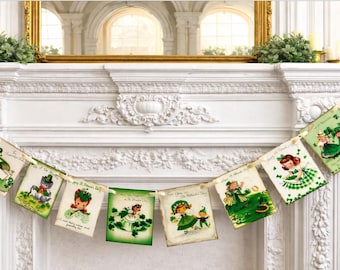 Vintage St. Patrick's Day Banner: Retro Irish Decor, Handmade Garland