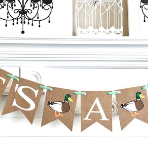 Mallard Baby shower banner - It&#39;s A boy duck hunting theme, Gender reveal
