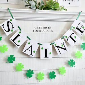 SLAINTE St Patricks Day Banner: Shamrock Garland