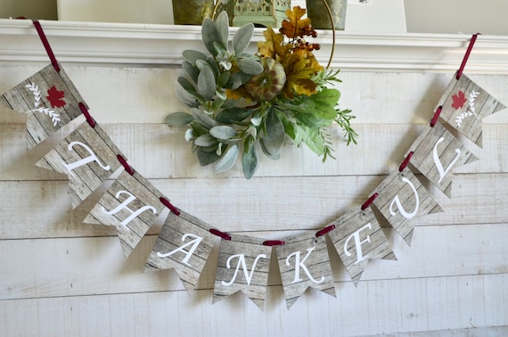 Thankful Banner, Wooden Thankful, Thankful Sign, Thankful Mantel Banner, Thanksgiving Banner, Thanksgiving Decorations Il_570xn