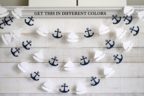 Sailboat and anchor garland, anchor garland, sailboat garland, nursery decorations, baby shower, nautical baby shower, nautical bridal Il_570xn