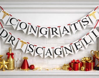 Doctor Graduation banner, Congrats Dr.| Medical Graduation Party Decorations - Med School Grad
