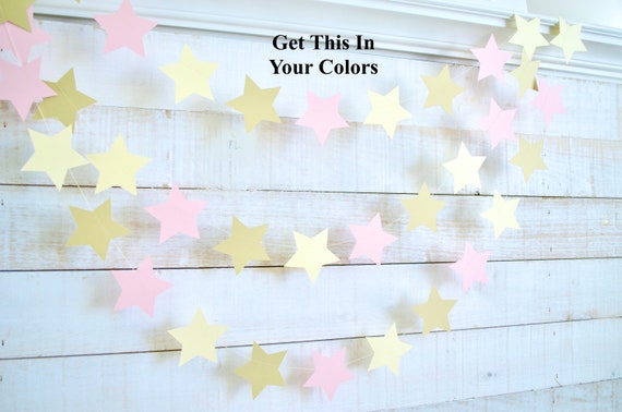 Twinkle Twinkle Little Star garland, Pastel pink star, nursery decoration, star decorations, star banner, star backdrop, starry night, Il_570xn