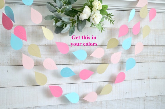 Raindrop baby sprinkle decorations, Raindrop garland, Hanging raindrop, pink blue, Baby shower, bridal shower, shower decorations Il_570xn