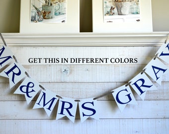 Mr and Mrs Banner, Customized Mr and Mrs name banner, Wedding Banner, Photo prop, Mr and Mrs Table banner, name banner