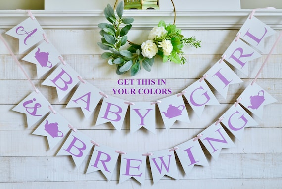 A Baby Is Brewing Baby Shower, baby girl shower, Baby Girl is brewing, Tea party baby shower, tea brewing, baby shower decorations Il_570xn