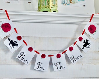 Run for The Roses Banner: Kentucky Derby Party Decoration