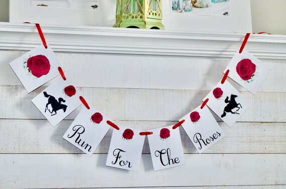 Run for The Roses banner, Kentucky Derby Banner, Kentucky derby decorations, Talk Derby to me Il_570xn