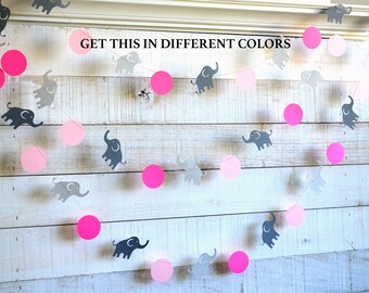 Elephant Baby Shower Garland: Gray Elephants & Colorful Circles