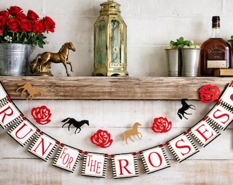 Run For The Roses Banner: Kentucky Derby Party Decoration