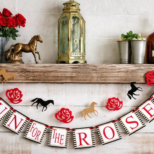 Run For The Roses Banner: Kentucky Derby Party Decoration