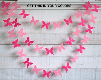 Butterfly garland, butterfly decorations, butterfly nursery decor, Butterly baby shower, pink butterfly, butterfly party decorations