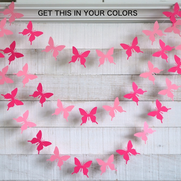 Butterfly garland, butterfly decorations, butterfly nursery decor, Butterly baby shower, pink butterfly, butterfly party decorations