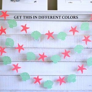 Seashell and starfish garland, seashell garland, under the sea party decor, beach bridal shower decorations, beach wedding decor, nautical