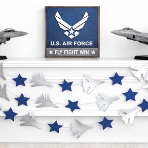 Air Force Garland, Navy Blue and Silver Jet Star Banner