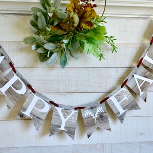 HAPPY FALL banner - rustic wood banner, fall bunting, fall mantel decorations, fall decorations, Rustic fall banner