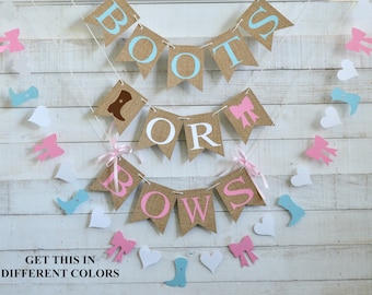 Boots or Bows Gender Reveal Banner, Baby Shower Decorations, Gender Reveal Banner, Rustic