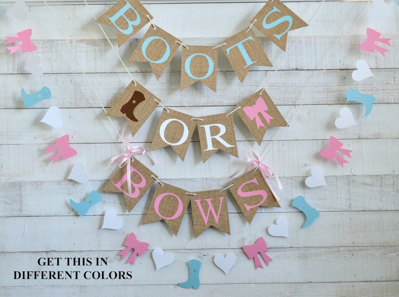 Boots or Bows Gender Reveal Banner Baby Shower Decorations Etsy