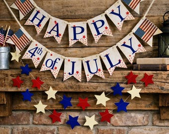 4th of July Banner – Americana Flag Garland with Star Garland