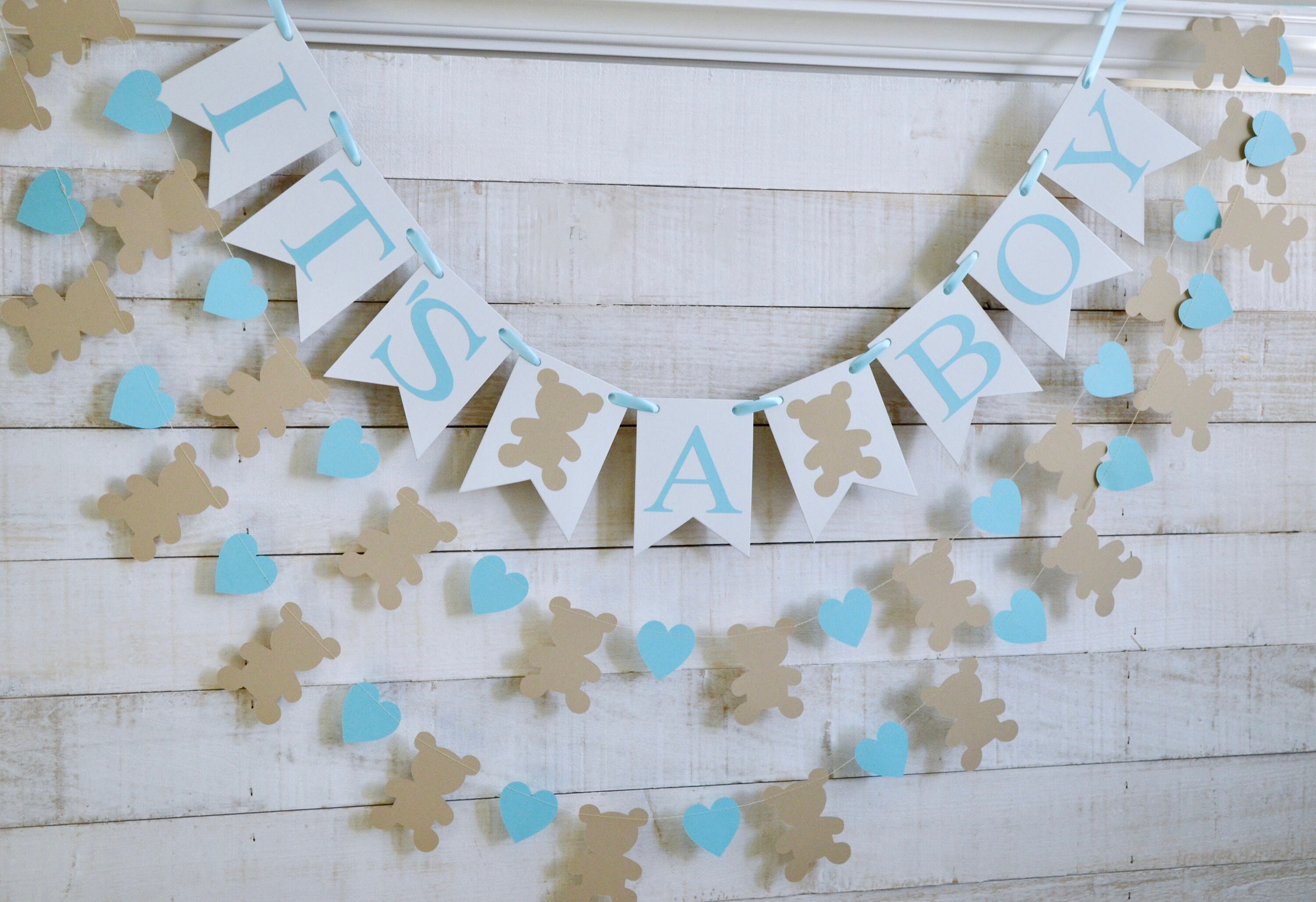 Teddy Bear Baby Shower Banner: It's a Boy Garland, Blue Decorations - Etsy