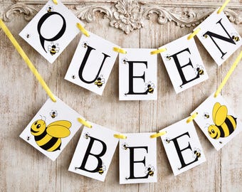 Queen Bee Banner: Bumble Bee 1st Birthday Party Decor
