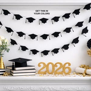 Graduation Cap Garland: Custom Colors - your choice