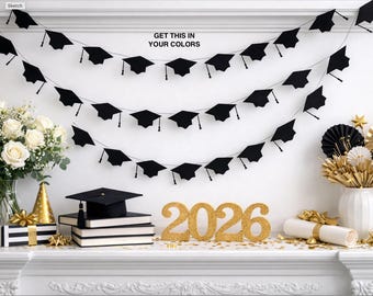 Graduation Cap Garland: Custom Colors - your choice
