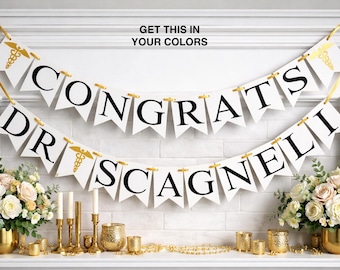 Doctor Graduation Banner: Personalized Medical Graduation Party Decoration, Congratulations