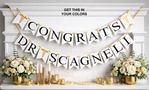 Doctor Graduation Banner: Personalized Medical Graduation Party Decoration, Congratulations