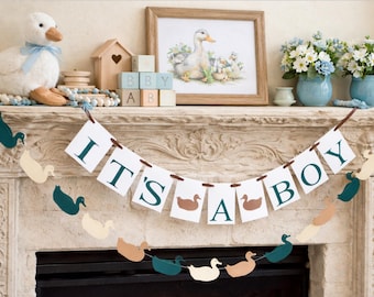 Duck Baby Shower Banner: It's A Boy, Woodland Theme