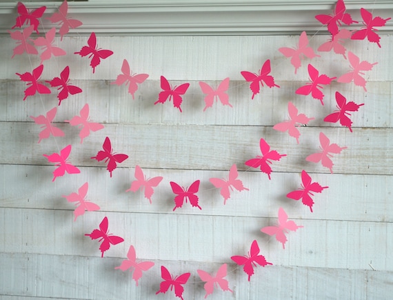 Butterfly Garland, Butterfly Decorations, Butterfly Nursery Decor, Butterly  Baby Shower, Pink Butterfly, Butterfly Party Decorations 