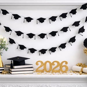 Graduation Cap Garland: Custom Colors - your choice image 2