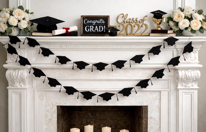 Graduation Cap Garland: Custom Colors - your choice image 8
