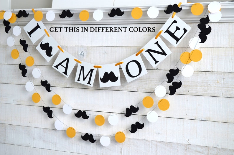 I am One Banner, Baby Boy 1st Birthday banner, Mustache banner, first birthday banner, I am one mustache hight chair banner image 3