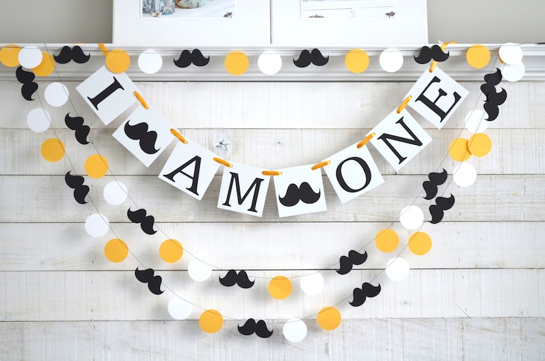 I am One Banner, Baby Boy 1st Birthday banner, Mustache banner, first birthday banner, I am one mustache hight chair banner image 2