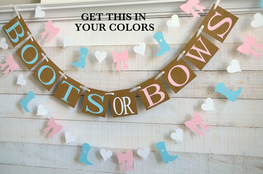 BOOTS or BOWS Gender Reveal, Boy or Girl Party Decorations, Gender