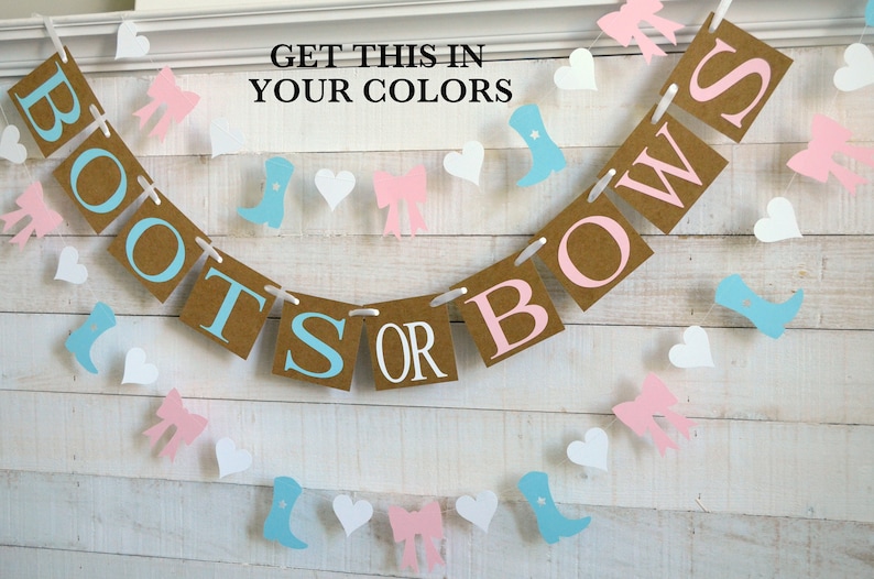 Boots Or Bows Gender Reveal Boy Or Girl Party Decorations Etsy